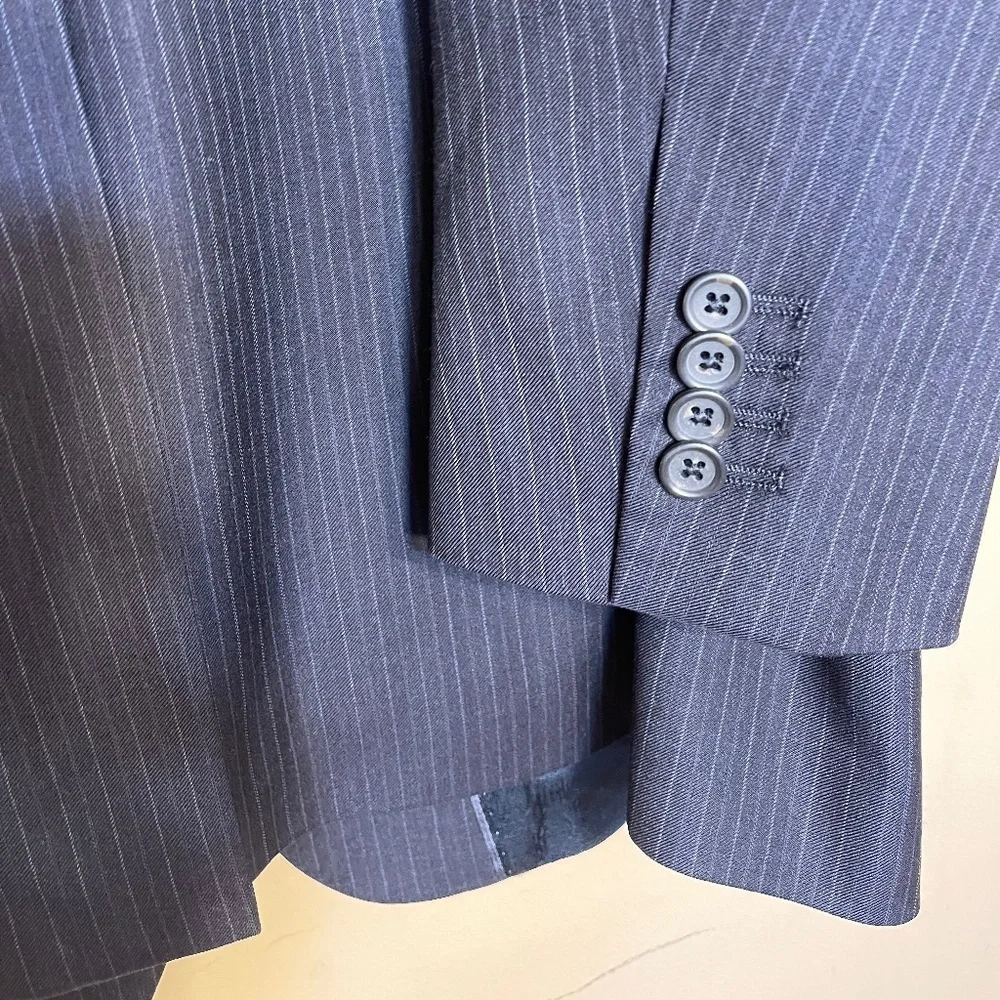 Men's Pinstripe Blazer navy blie - Picture 9 of 11